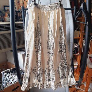 Black and white linen printed midi skirt, Max Studio London, Size S small